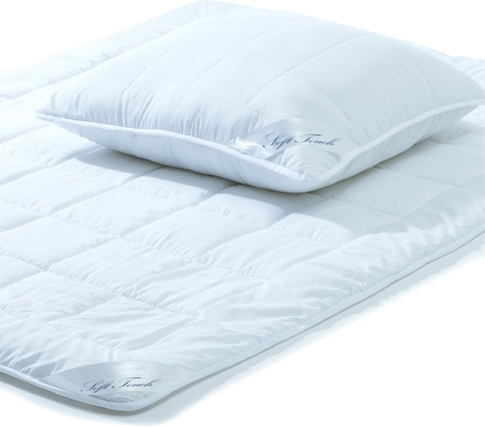 Aqua-Textil Soft-Touch-Set für Kinder, Bettdecke 100 x 135 cm, 250 g und 350 g, mit Kissen 40 x 60 cm, 150 g, Bettdecke 4 Jahreszeiten, Klimakontrolle, Öko-Tex, Steppdecken und Steppdecken, Naty Shop 155 x 220 cm + 1 x 80 x 80 cm, das ganze Jahr über