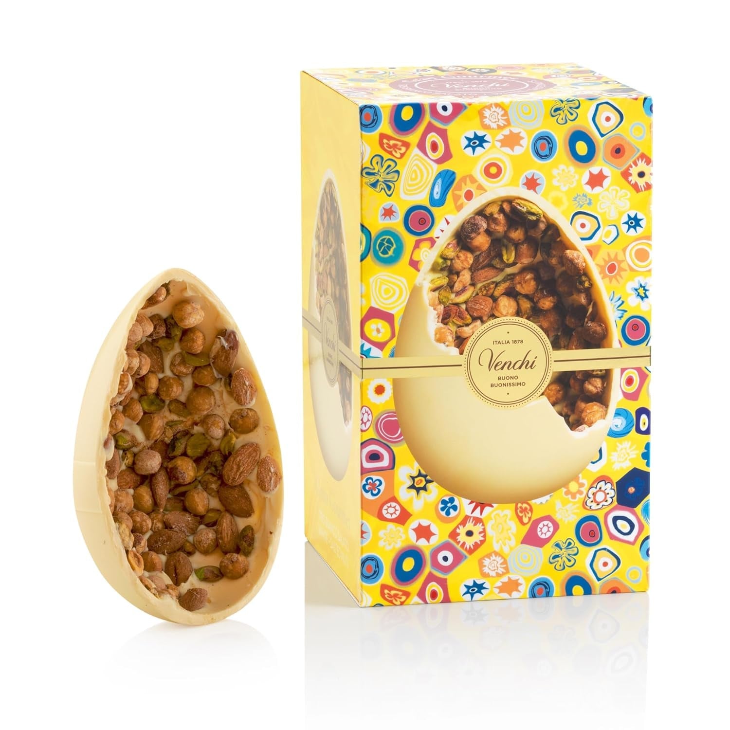 Venchi - Ou de ciocolată, aromă de fistic, cu fistic întreg, cu surpriză, fără gluten, 500g, colecție de Paște, idee de cadou
