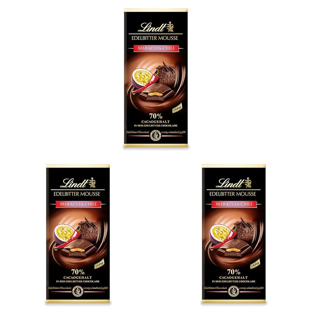 Mousse de ciocolată neagră Lindt cu chili și vișine | Baton 150g | Cu 70% conținut de cacao și umplutură de mousse de ciocolată neagră și chili cu vișine | Baton de ciocolată | Ciocolată neagră