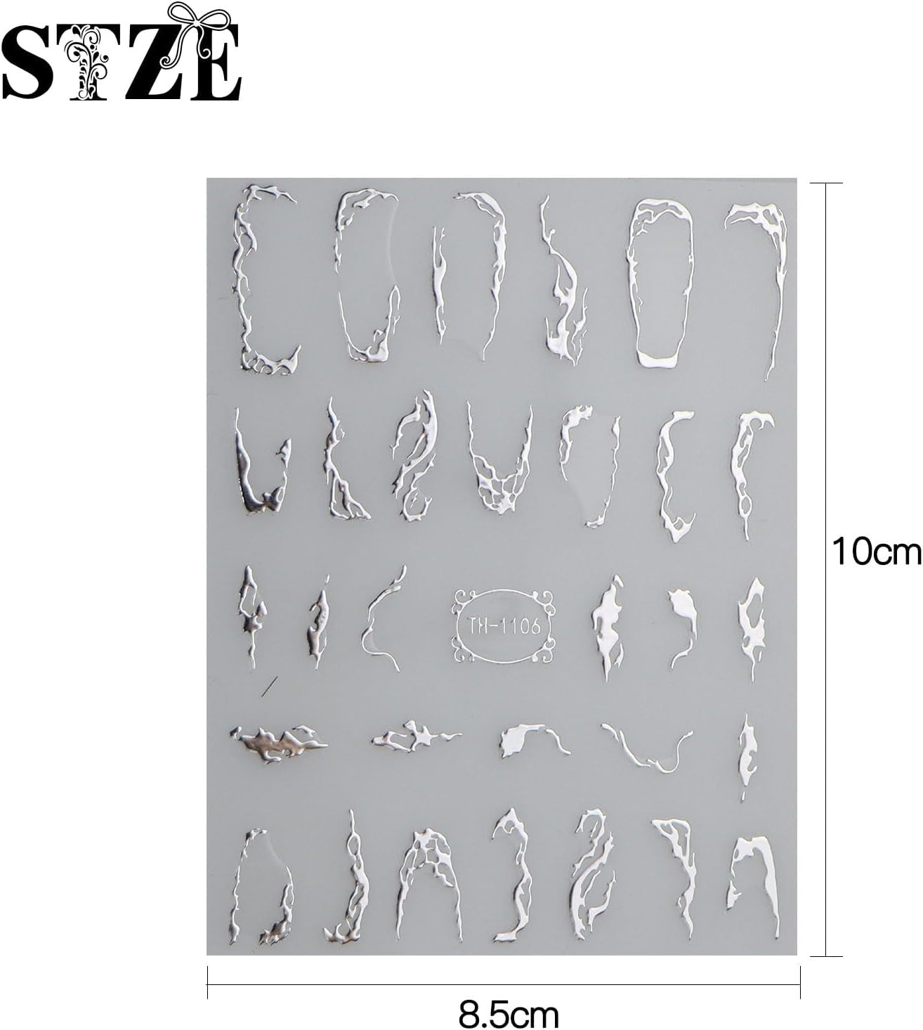 JMEOWIO Nagelsticker Marmor Linie 9 Blatt Nail Art Sticker Selbstklebend Nagelaufkleber Silber Bunt Dekoration Nageldesign Zubehör