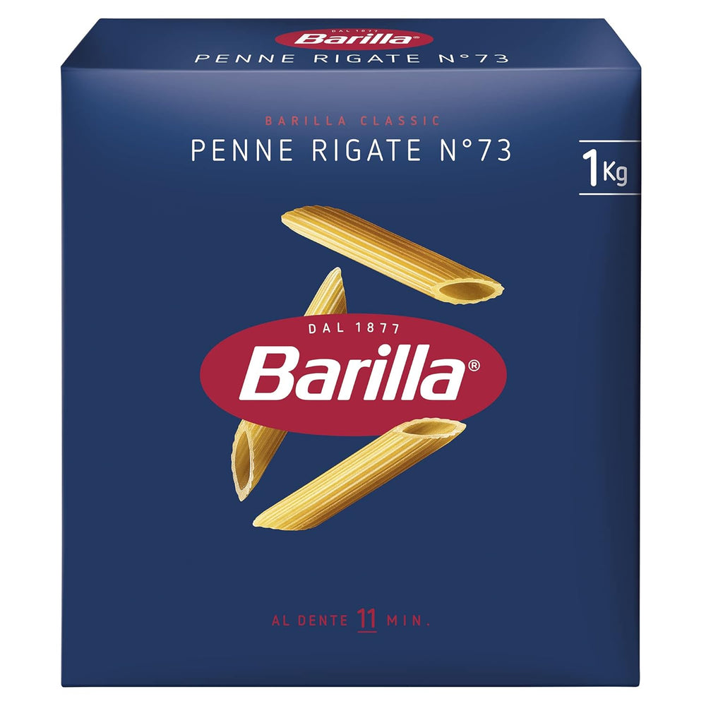 Pasta Barilla Classic Penne Rigate Nr. 73 hochwertiger Hartweizen, immer al dente, (1 x 1 kg) 1 Packung