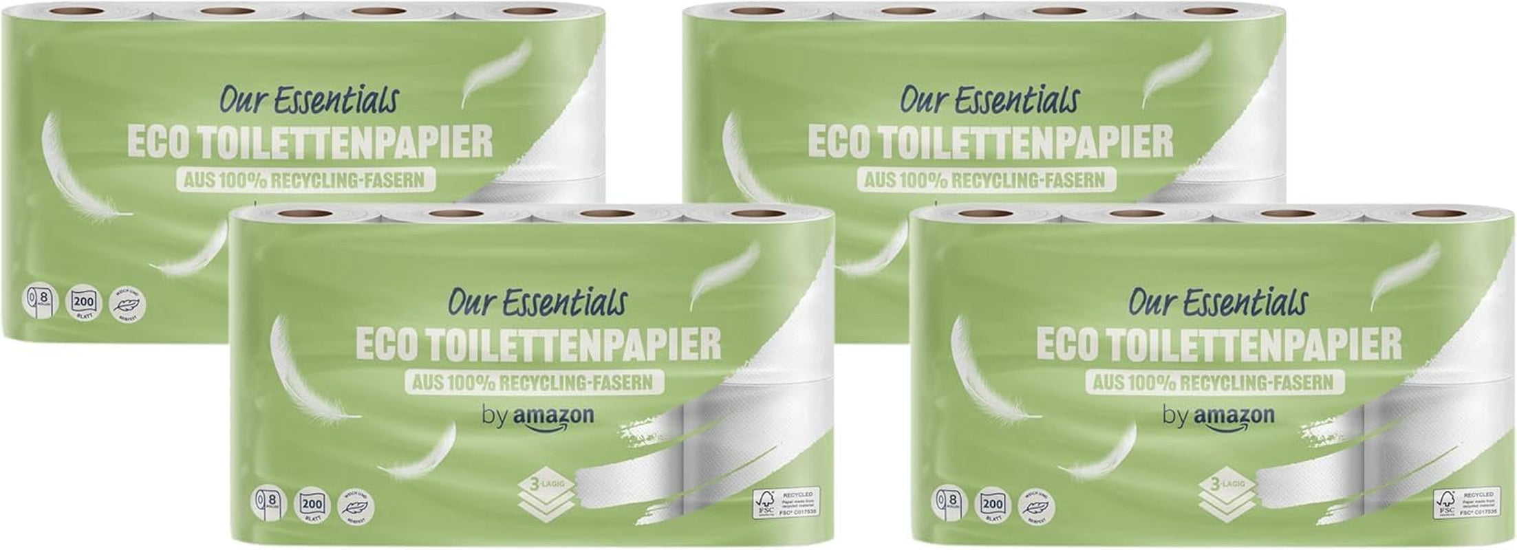 By Amazon Hârtie igienică, 3 straturi, 10 role (10 role, 1-pachet) 200 de foi per rolă, certificată Fsc
