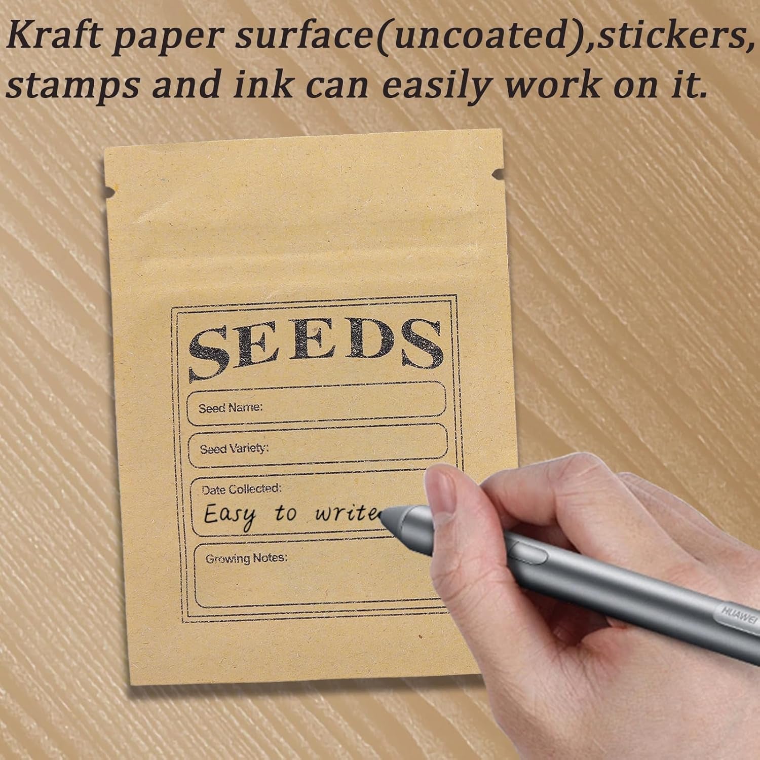 WACCOMT Pack 100 Stück Kleine Braune Wiederverschließbare Kraftpapier Samen Pakete Mit Klarem Fenster Münze Umschläge Taschen Reißverschluss Für Saatgut Blume Lagerung 7X9.5Cm(2.7X3.7Inch)