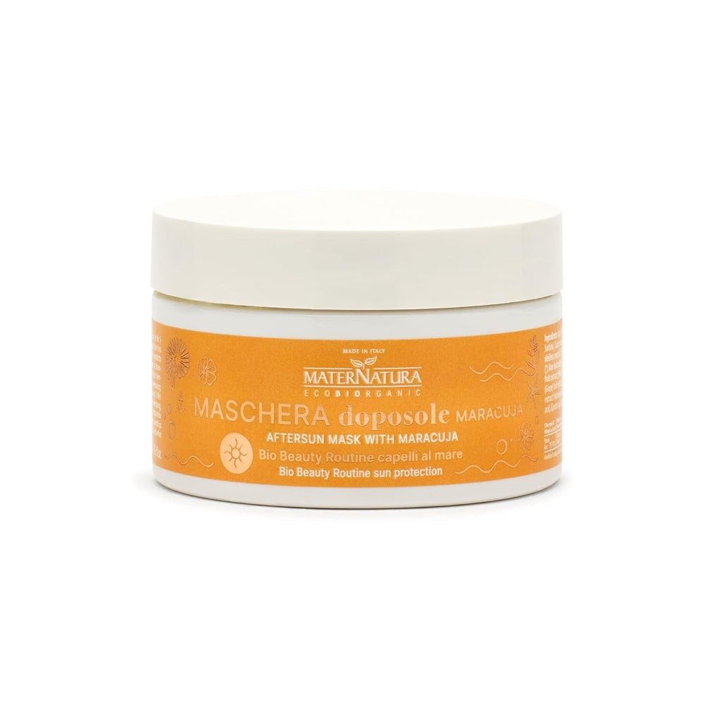 Maternatura, mască aftercare cu fructul pasiunii, hidratează și conferă elasticitate părului după expunerea la soare, rutină de frumusețe organică pentru părul de plajă, certificată organic, Made in Italy - 200 ml Masca de par Naty Shop Titlu implicit