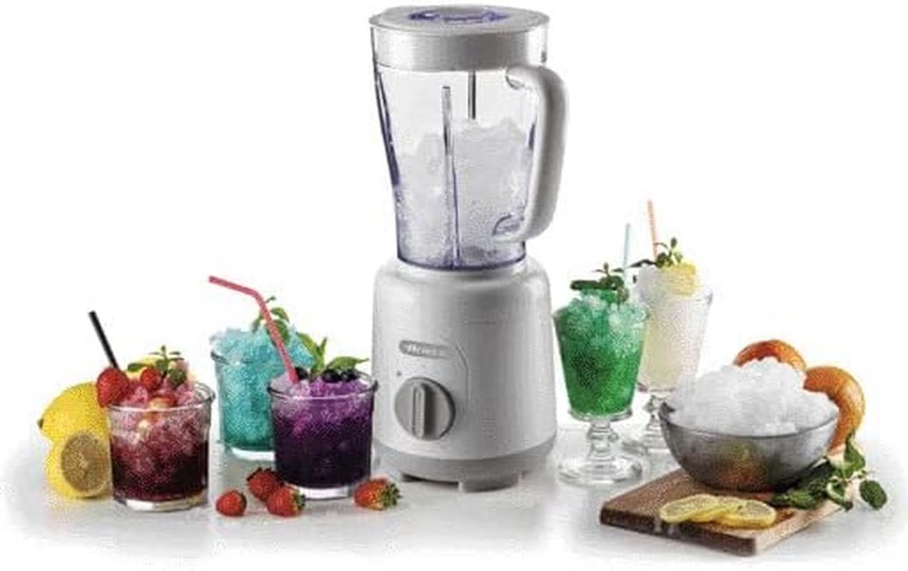 Ariete Breakfast 586 Blender, Elektrischer Mixer Mit 4 Edelstahlklingen, 2 Geschwindigkeiten + Pulse-Funktion, Anti-Slip-Füße, Aufsatzdeckel, 1.5 L Fassungsvermögen, 500W, Weiß Mother and Child Naty Shop