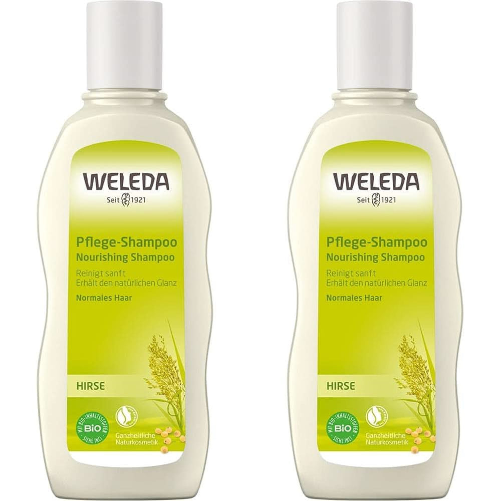 WELEDA Bio-Hirse Pflegeshampoo, sanfte Reinigung, 190 ml Dusche und Bad Naty Shop 2 x 190 ml Pflegeshampoo