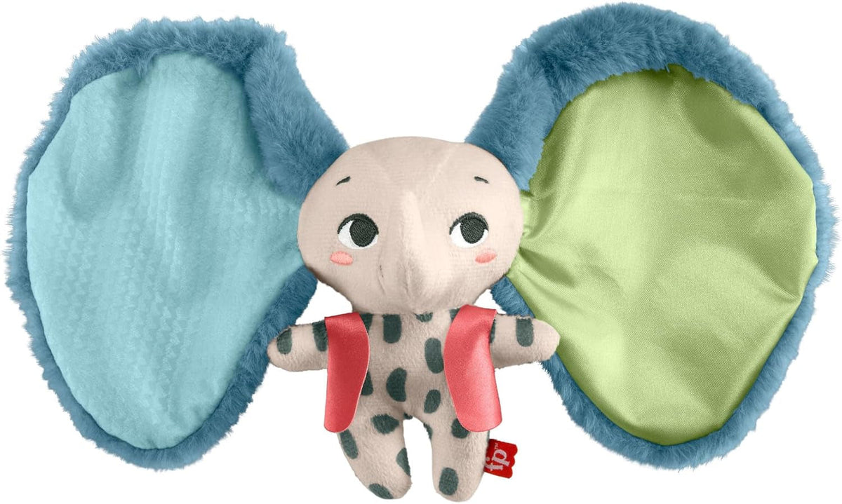 Fisher-Price Giant Ear Elephant - Jucărie adorabilă din pluș moale cu urechi foarte mari, fabricată din plastic reciclat în proporție de 90% și ambalaj certificat FSC, pentru bebeluși de la 3 luni în sus, HKD63 Jucarii Bebe Naty Shop Elefant