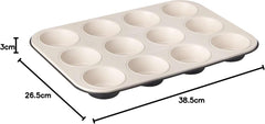 Zenker 12 Muffins, Durchmesser Ø 7 cm CREME NOIR, Backblech für Muffins mit Antihaftbeschichtung, verstärkt mit Keramikformen und Backblechen Naty Shop