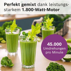 Highspeed-Standmixer Vitapower Serie 6 MMBD665B1, 45.000 U/Min, 6 Programme Inkl Heiße Suppe & Reinigung, 2 L Mixbehälter, Stopfer, Spülmaschinenfeste Teile, Made in Europe, 1800W, Schwarz Kitchen Naty Shop