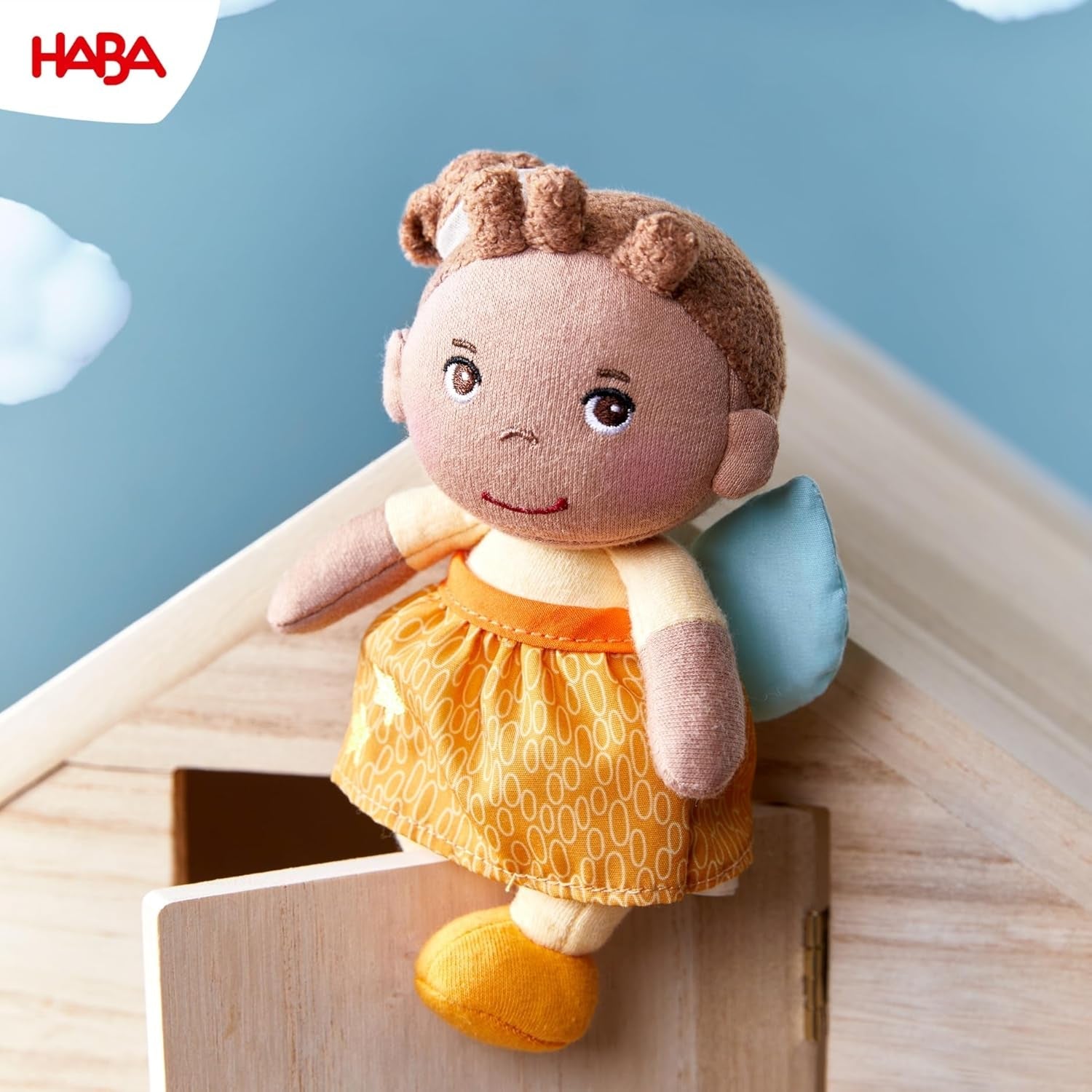 HABA Înger Păzitor Holly – Păpușă din material textil pufoasă (15 cm), cadou perfect de bun venit pentru bebeluși și copii mici – Lavabilă la 30 °C – 2011871001