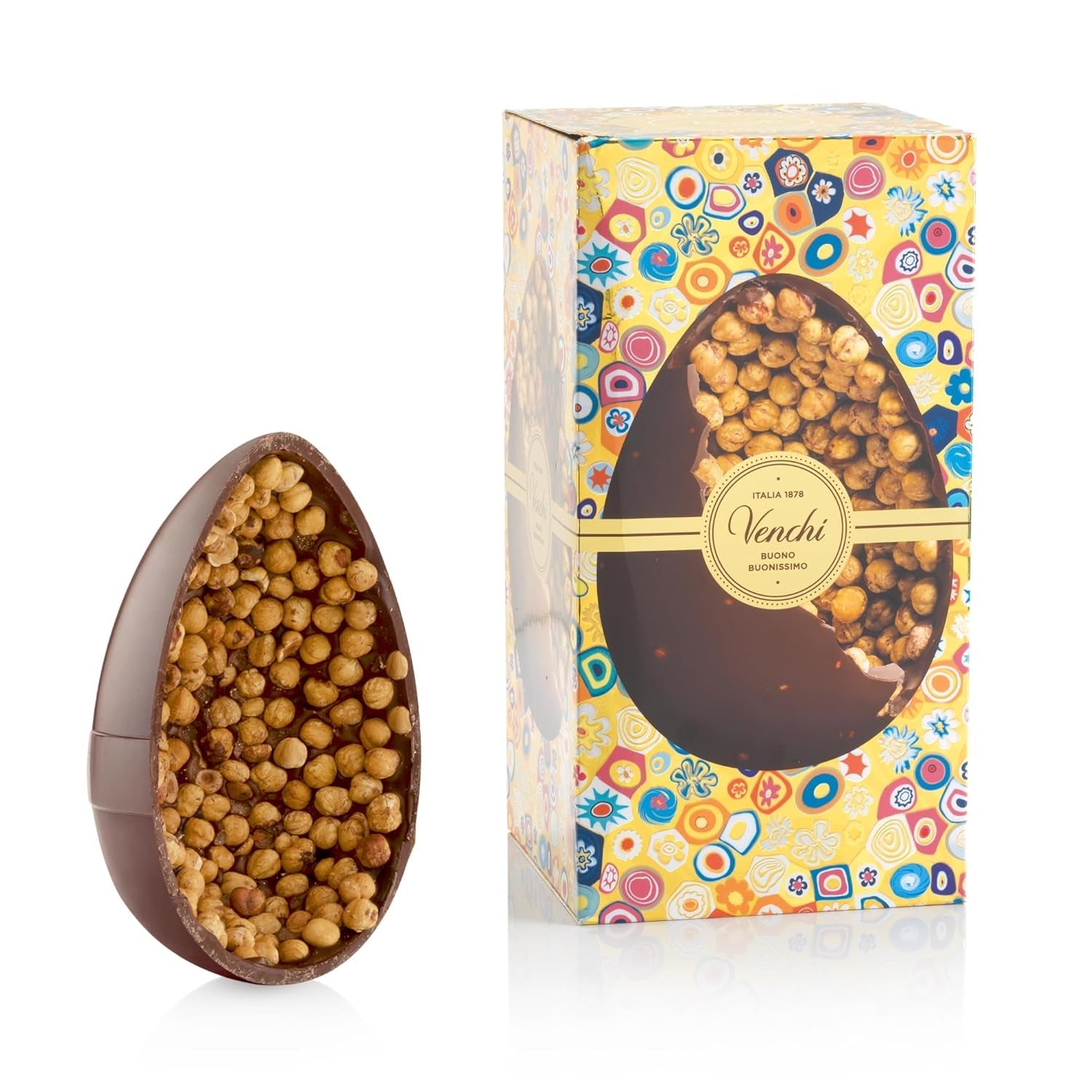 Venchi - Ou de ciocolată, aromă de fistic, cu fistic întreg, cu surpriză, fără gluten, 500g, colecție de Paște, idee de cadou