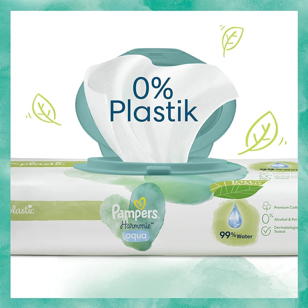 Set Harmonie Aqua Baby cu scutece mărimea 1 (2-5 kg, 180 bucăți), mărimea 2 (4-8 kg, 240 bucăți), cutie de jumătate de lună și șervețele umede Aqua Baby, 720 șervețele (15 x 48), kit de început pentru bebeluși