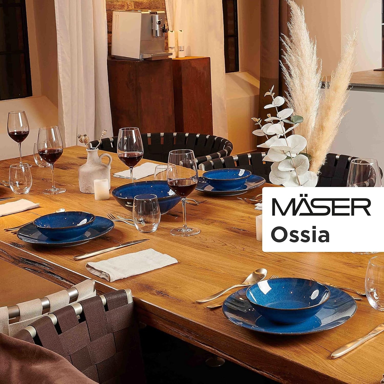 Set de mic dejun MÄSER, ceramică OSSIA, albastru regal, albastru