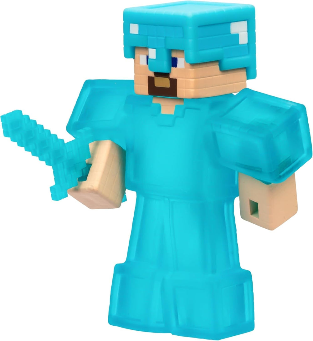 Heroes of Goo Jit Zu – Erweiterbare Minecraft-Figur – Steve mit Diamantrüstung und Schwert, super dehnbarer Goo-Füller mit verstecktem Diamantelement im Inneren, erweiterbar auf Actionfiguren in dreifacher Größe, Naty Shop