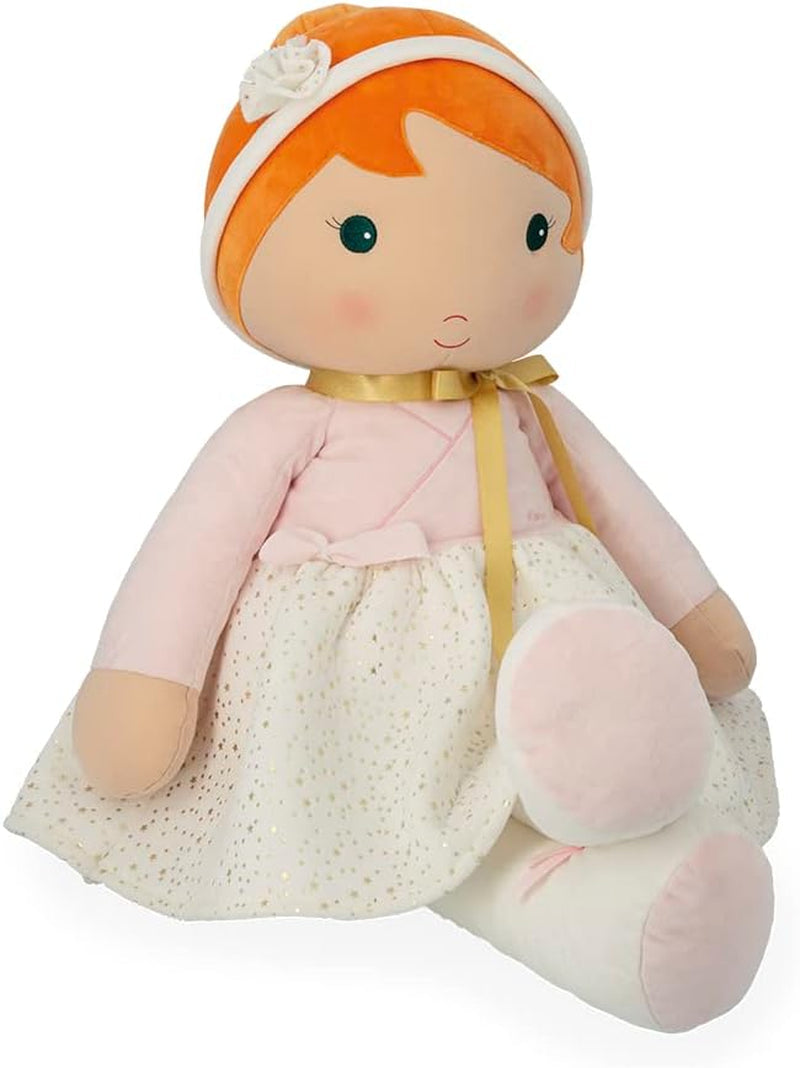KALOO - Tendresse – Meine 1. Puppe aus Amandin-Stoff – Stoffpuppe 25 cm – Rosa aus Chiffon – Matte Haut – schöne Geschenkbox und Band personalisierbar – ab der Geburt K200004