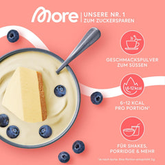 MEHR Chunky Flavour, Blueberry Cheesecake, Aromapulver zum Süßen mit Inulin und Laktase, 150 Gramm Süßstoffe Naty Shop