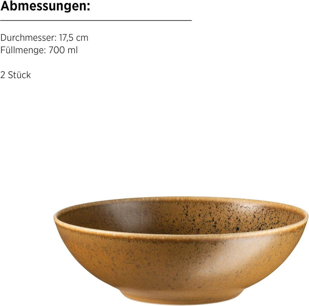 MÄSER 935273 Grumpy, Geschirrservice Made in Portugal, Hochwertiges 8-Teiliges Kombi-Geschirr Set; Teller, Gourmetteller Und Schüssel Mit Reaktivglasur in Edel Schimmerndem Gold Braun, Porzellan Seturi vesela masa Naty Shop