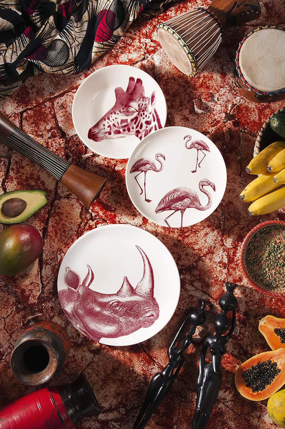 Excelsa Flora & Fauna Teller, Keramik, Mehrfarbig Seturi vesela masa Naty Shop