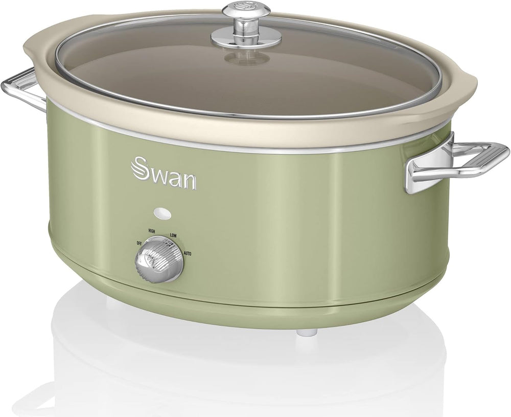Swan Retro SF17031YELNEW Slow Cooker 6,5 Liter, 320 W Slow Cooker Naty Shop Green