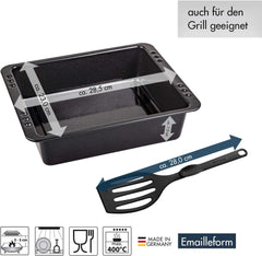 Chg SET 341-46-60 Extra Tiefe Ofenform (7,0 cm) „Emaille“ Mit Profi-Pfannenwender“, Schwarz Gesprenkelt Formen und Tabletts zum Backen Naty Shop