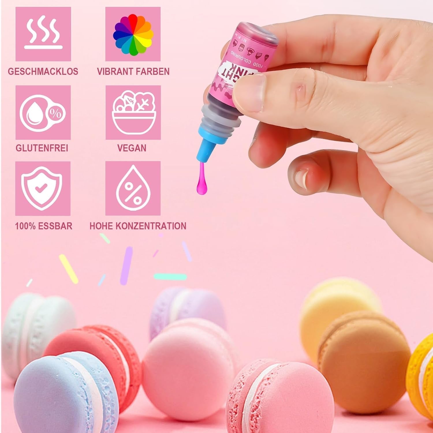 Colorant alimentar 18 culori x 6ml, colorant alimentar lichid pentru copt prăjituri, fursecuri, macaroane, băuturi, colorant alimentar foarte concentrat pentru ouă de Paște, slime DIY, obiecte de colorat artizanale