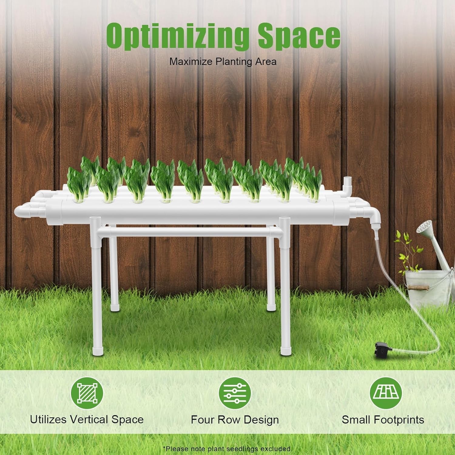 Kit de creștere hidroponică cu 36 de locuri de plantare, Kit de creștere hidroponică 100×50×30cm, Sistem de creștere hidroponică cu pompă de apă, Sisteme de creștere a plantelor fără sol din PVC-U