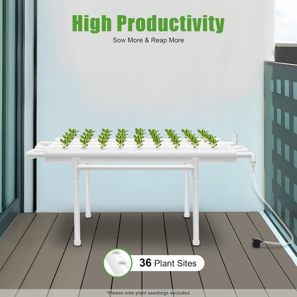 Kit de creștere hidroponică cu 36 de locuri de plantare, Kit de creștere hidroponică 100×50×30cm, Sistem de creștere hidroponică cu pompă de apă, Sisteme de creștere a plantelor fără sol din PVC-U