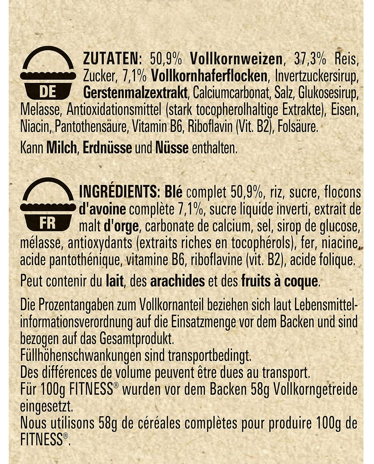 Nestlé Fitness, Fulgi de mic dejun preparați cu 57% cereale integrale, fulgi de mic dejun cu mai puțin zahăr, cu vitaminele B2, B6, calciu și fier, pachet de 7 (7 x 375 g)
