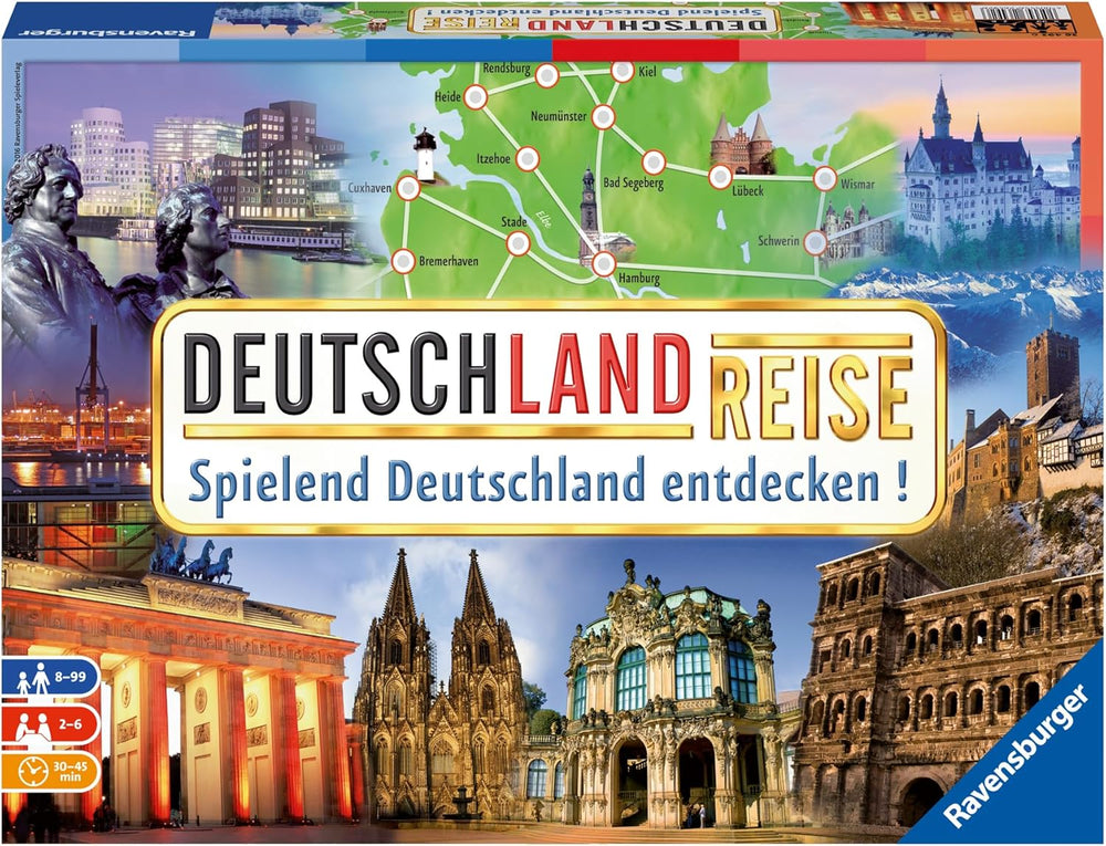 Ravensburger Familienspiel 26492 – Deutschlandtour – Familienklassiker, ab 8 Jahren – Gesellschaftsspiel, Deutschlandreise, Brettspiel für bis zu 6 Spieler, ab 8 Jahren