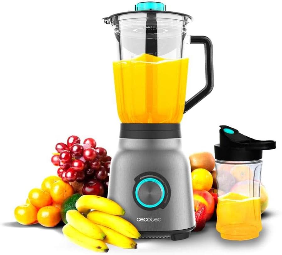 Cecotec Standmixer Power Black Titanium 2200MAX Smooth, 2200 W Maximale Leistung, 6 Klingen Aus Edelstahl, Ice-Crush-Funktion, Turbo- Und Smoothie-Funktion, Autoclean-Funktion Kitchen Naty Shop Inox 1800 W | 1,5 l + ziehbare Flasche