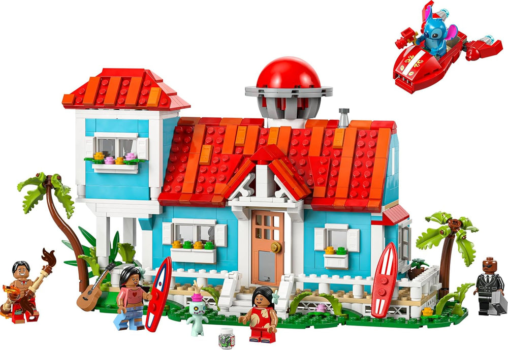LEGO | Das Strandhaus aus „Lilo und Stitch“ - Spielzeug mit 6 Zimmern, Dachterrasse, Raumschiff und 5 Minifiguren - Geburtstagsgeschenk für Mädchen, Jungen & Fans ab 9 Jahren - 43268