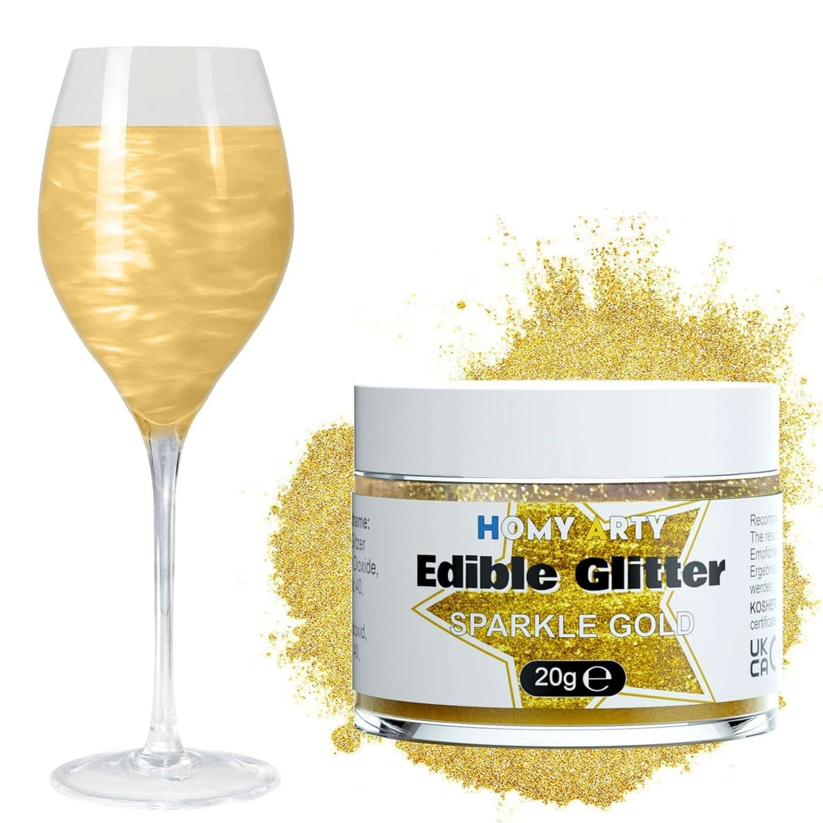 Essbarer Glitzer für Getränke, 4 Gramm Glitter Naty Shop Gold 20 Gramm