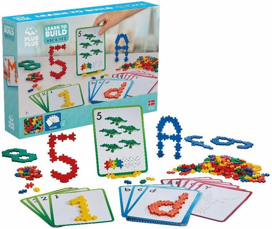 Plus-Plus 9603909 Geniales Konstruktionsspielzeug, Learn to Build, ABC & 123, Kreativ-Bausteine, 600 Teile