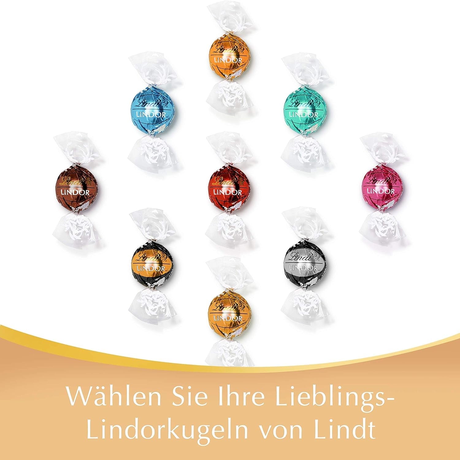 Cutie cadou Lindt LINDOR cu bomboane de ciocolată asortate, aprox. 15 trufe LINDOR, 4 sortimente (ciocolată cu lapte, ciocolată albă, ciocolată neagră 60% și alune), 187 g