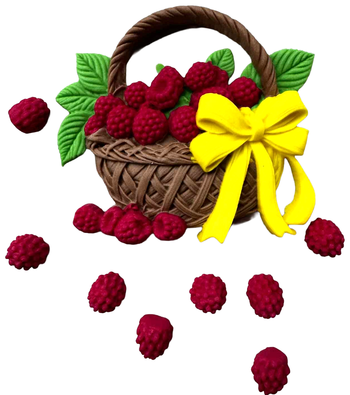 Set mit 9 essbaren Dekorationen, Korb mit Himbeeren