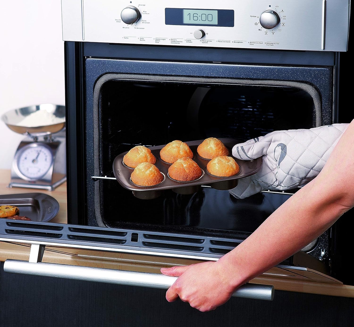 Pyrex BANDEJA 6 MAGDALENAS ASYMETRIA PX Muffinförmchen, Metall, Bunt, 6 Magdalena-Formen und Backbleche Naty Shop