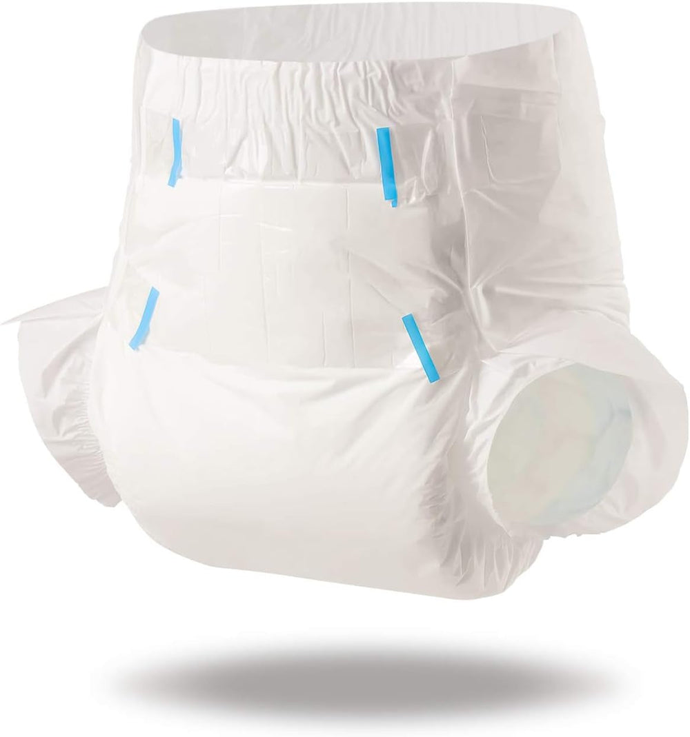 Scutece pentru adulți CutiePlusU, suprafață uscată, absorbție maximă peste noapte, scutec de incontinență de unică folosință – albastru, roz, alb, 3 bucăți (medii 71-96 cm)