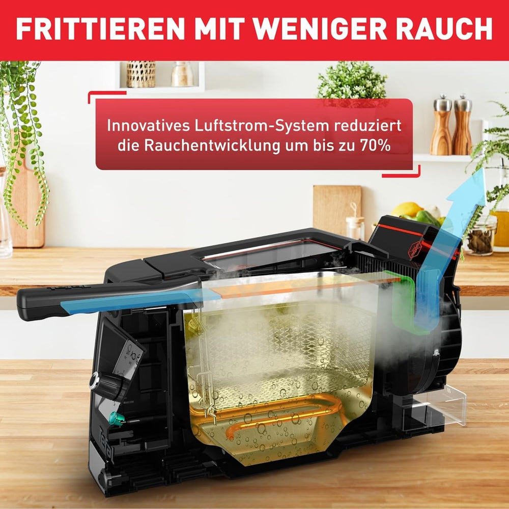 Tefal FR600D Clear Duo Fritteuse, Frittieren mit weniger Rauch und Gerüchen, 1,2 kg Fassungsvermögen, Thermostat, Timer, großes Sichtfenster ohne Nebel Haushaltsgeräte Naty Shop