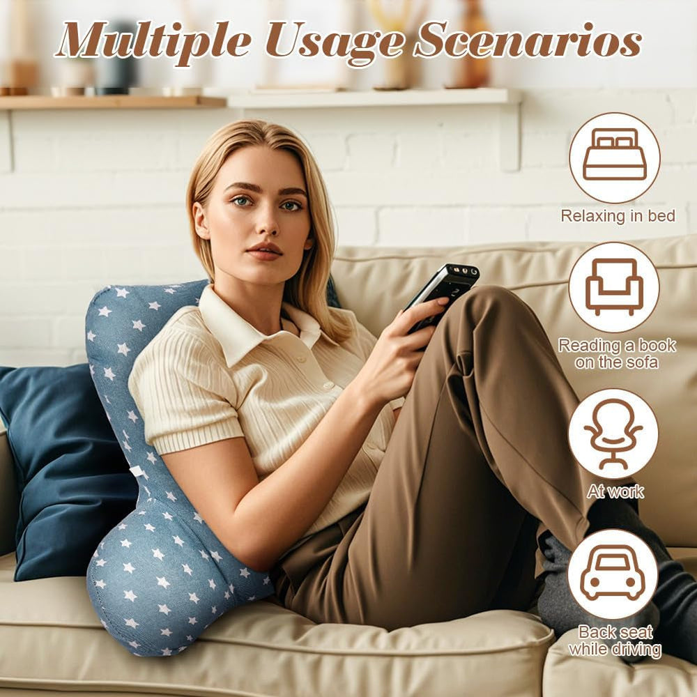 Pernă de citit, pernă pentru spate cu cotiere, spătar în pat sau pe canapea, pernă pentru odihnă la pat pentru citit, lucru și joacă