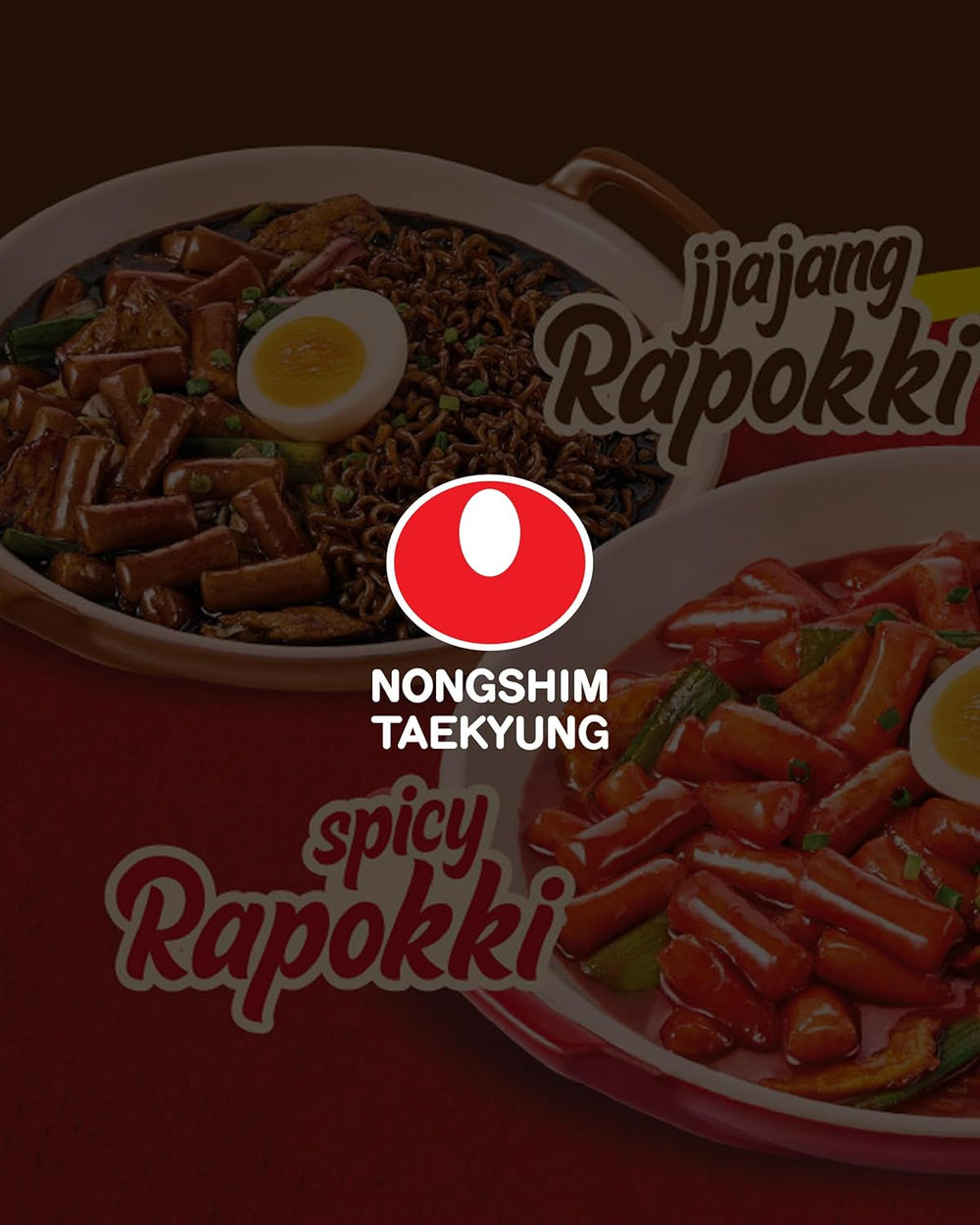 NONGSHIM Rapokki (Jjajang, 400 ml) – authentisches koreanisches Streetfood, Ramen und Reiskuchen, schwarze Bohnen; schnell und einfach zuzubereiten, in 4 Minuten fertig