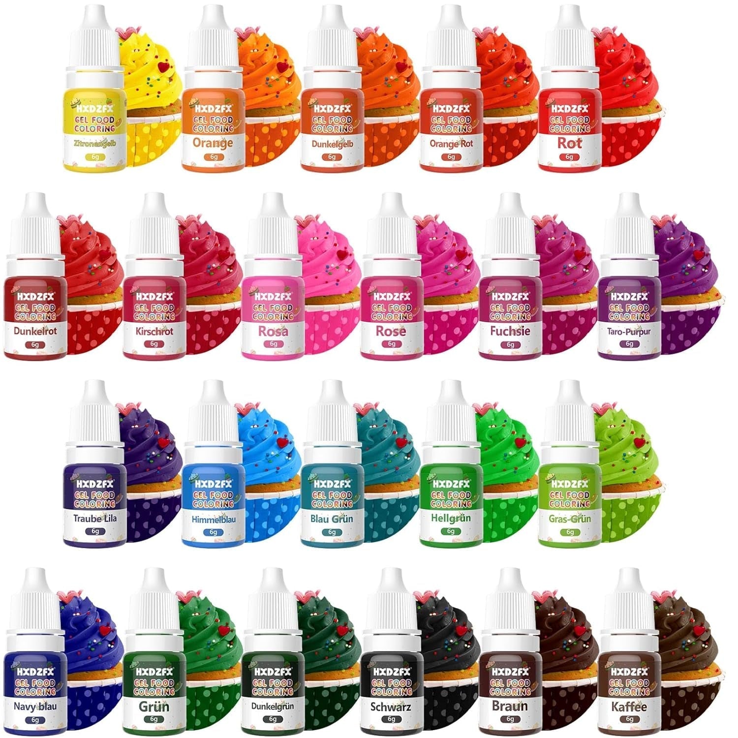 Colorant alimentar cu gel - HXDZFX Set de 22 de culori colorant alimentar cu gel foarte concentrat, potrivit pentru decorarea torturilor, macaroane, gogoși, fudge, glazură, înghețată, colorare cu săpun, colorare cu aerograf