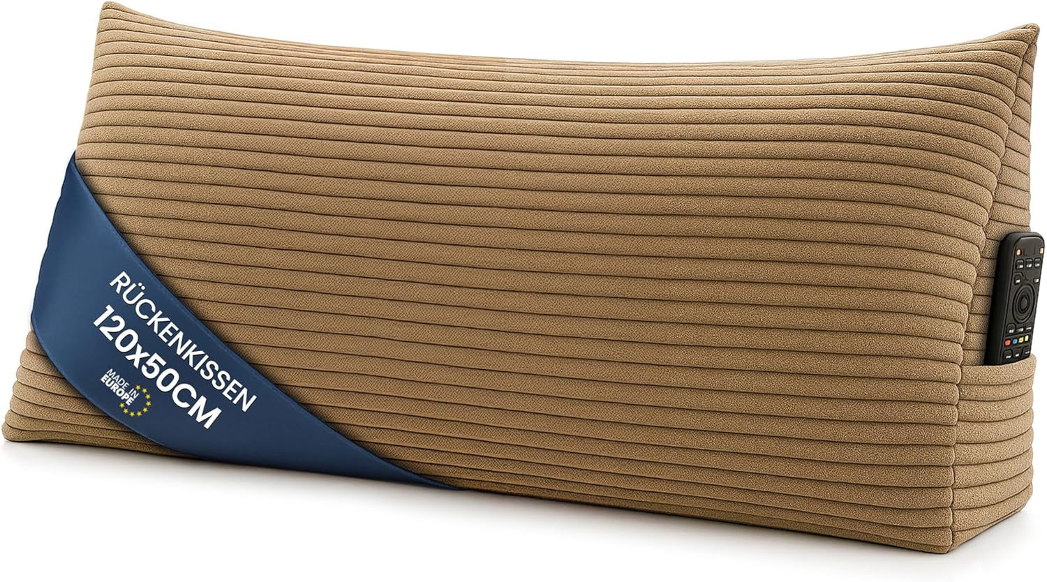 Pernă pană, pernă spătar, pernă din catifea reiată, lățime 70 cm - pernă de citit pentru pat, canapea și canapea, pernă canapea mare, pernă de perete, pernă canapea, pernă de citit, pernă suport pentru spătar, gri deschis