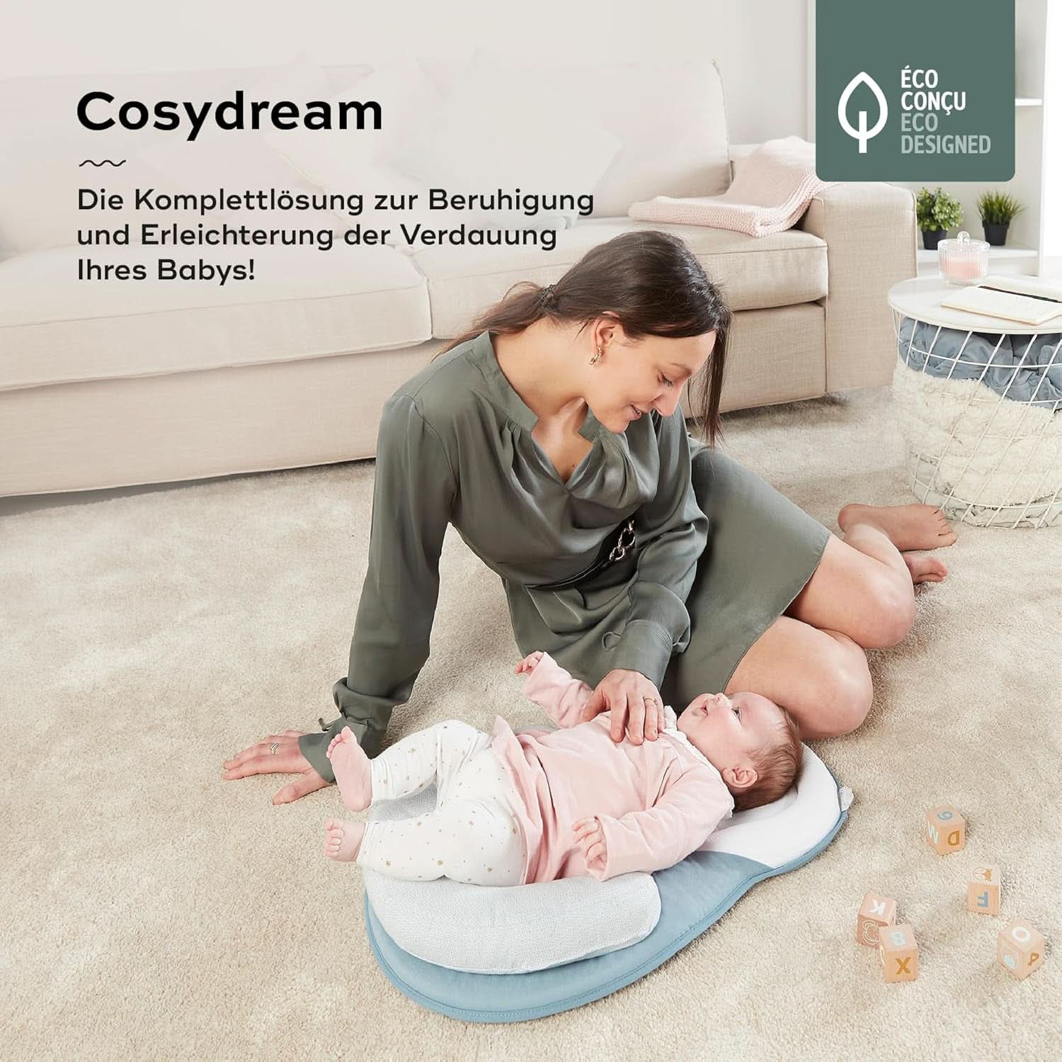 Babymoov Cosydream Mosaik-Positionierungskissen für Babys zur Linderung von Koliken und zur Vorbeugung von Plagiozephalie, 0-3 Monate Zubehör Essen und Stillen Bebe Naty Shop