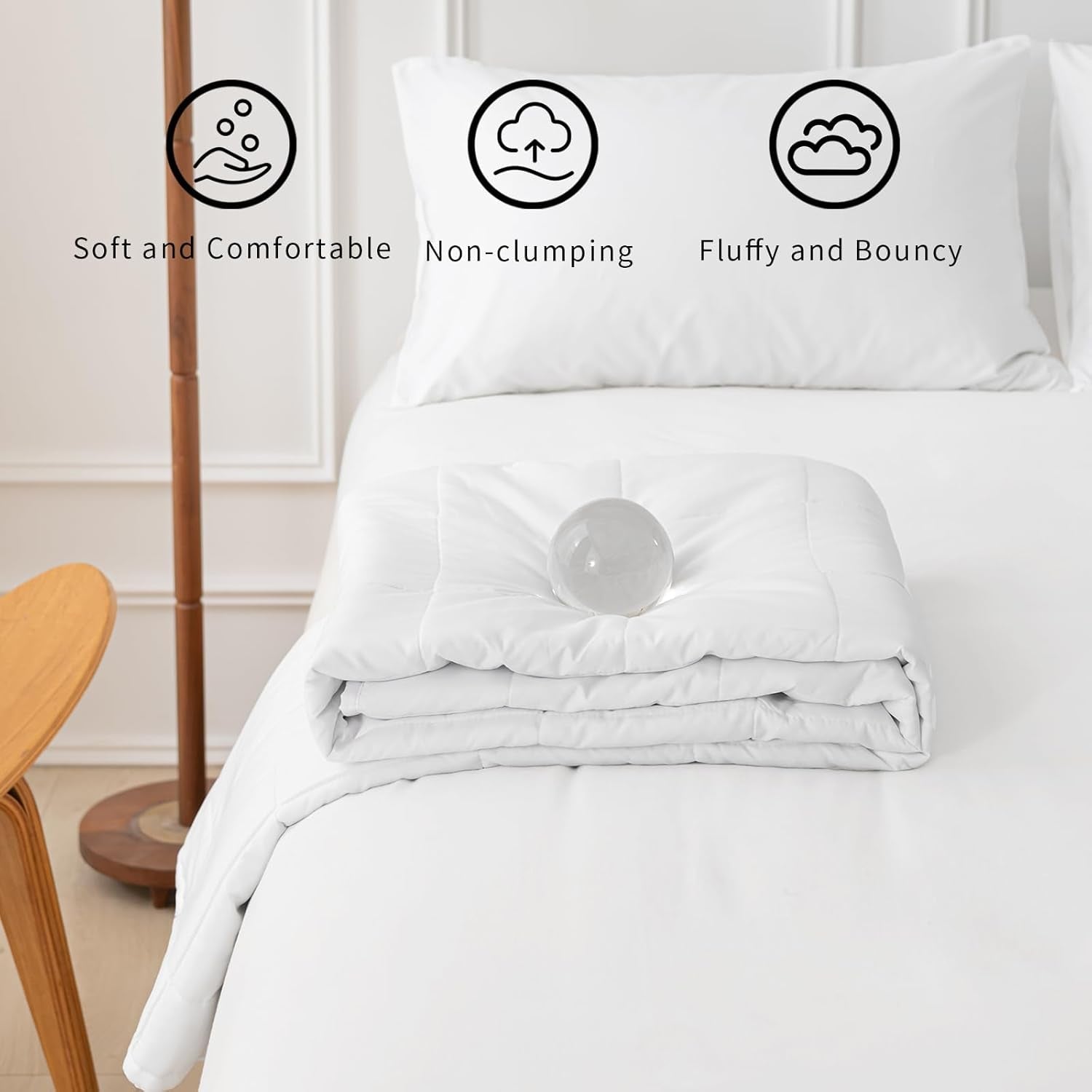 Plapumă de vară 155X220 Plapumă ușoară de vară 90 GSM plapume 155X220Cm cuvertură Plapumă subțire Utilizabilă fără capac Plapumă de răcire Soft Cosy Alb Plapumi si pilote Naty Shop