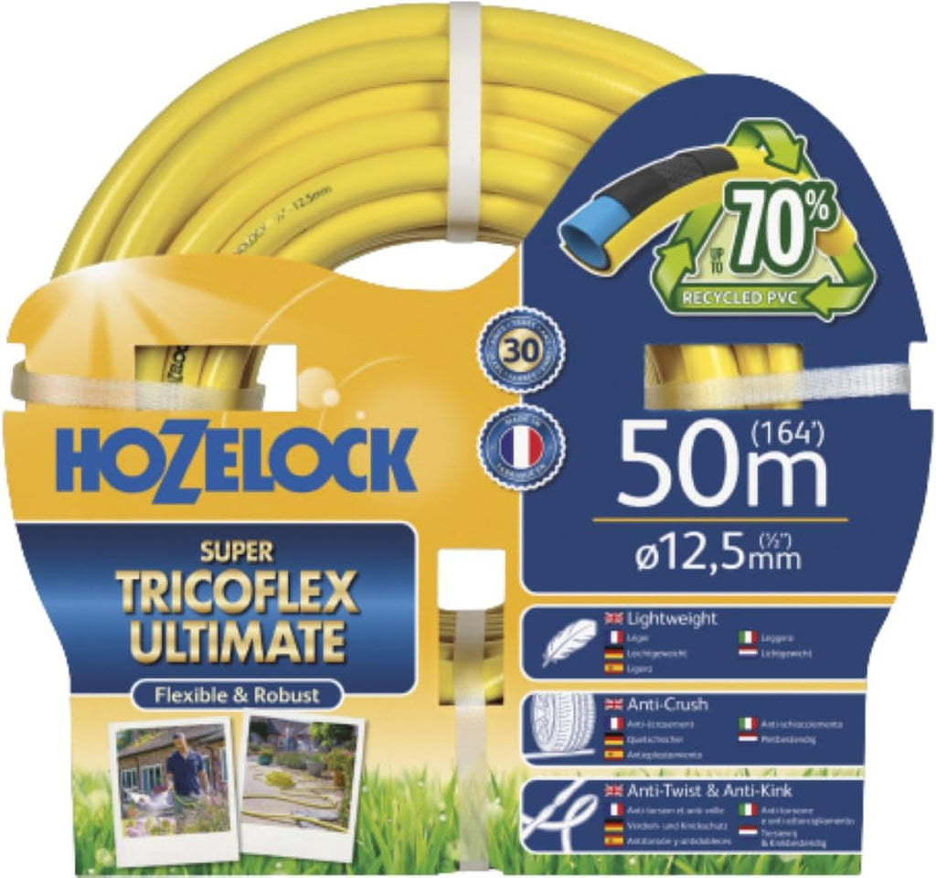 Furtun HOZELOCK - Ultramax 12,5 mm x 30 m, până la 70% PVC reciclat, robust, rezistent la intemperii, anti-răsucire, rezistent la îndoire și strivire, gri