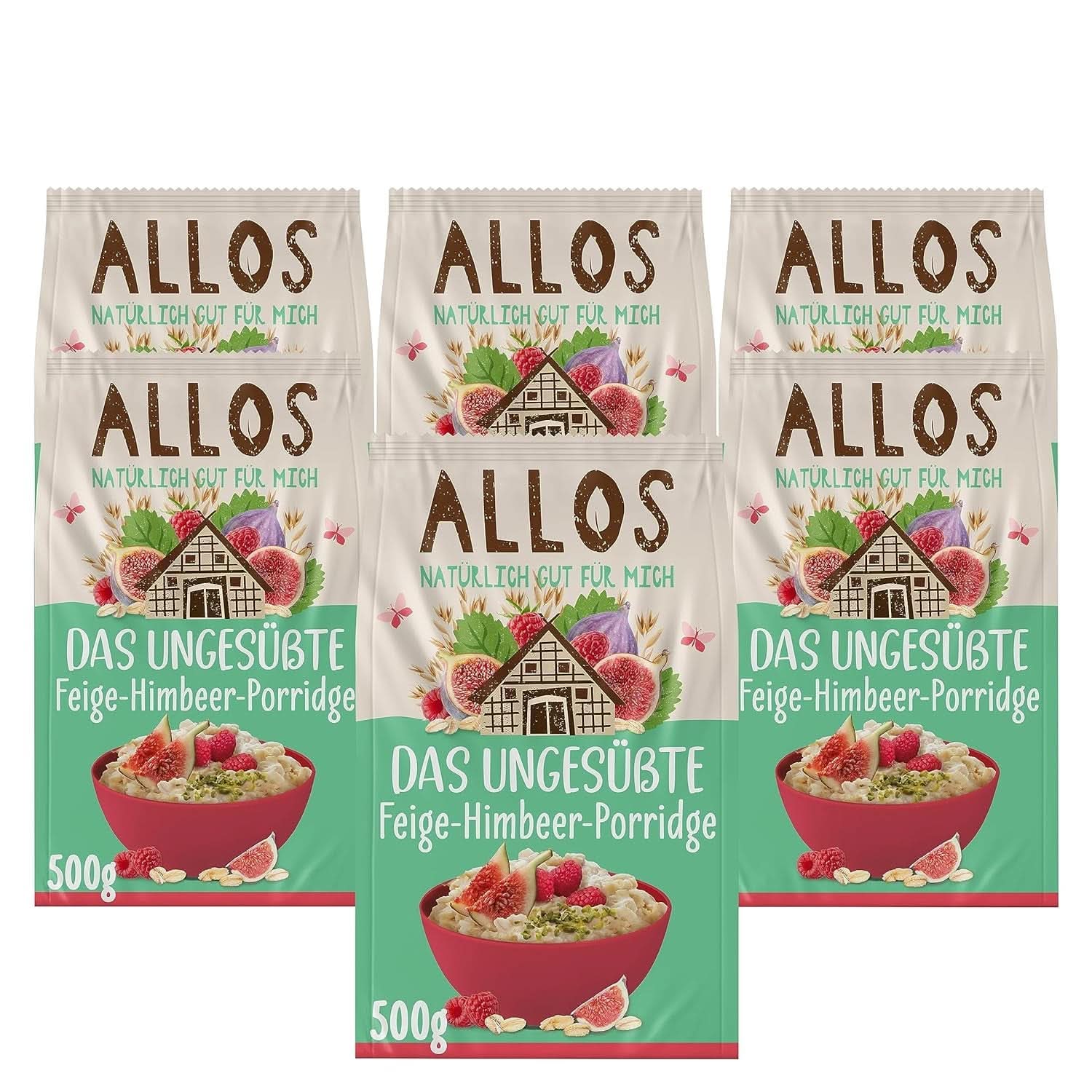 Allos Porridge de smochine și zmeură neîndulcit, Set 6 x 500 grame Cereale Naty Shop Terci de zmeură cu smochine