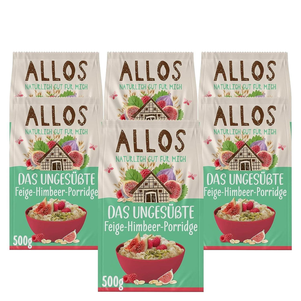 Allos Porridge de smochine și zmeură neîndulcit, Set 6 x 500 grame Cereale Naty Shop Terci de zmeură cu smochine