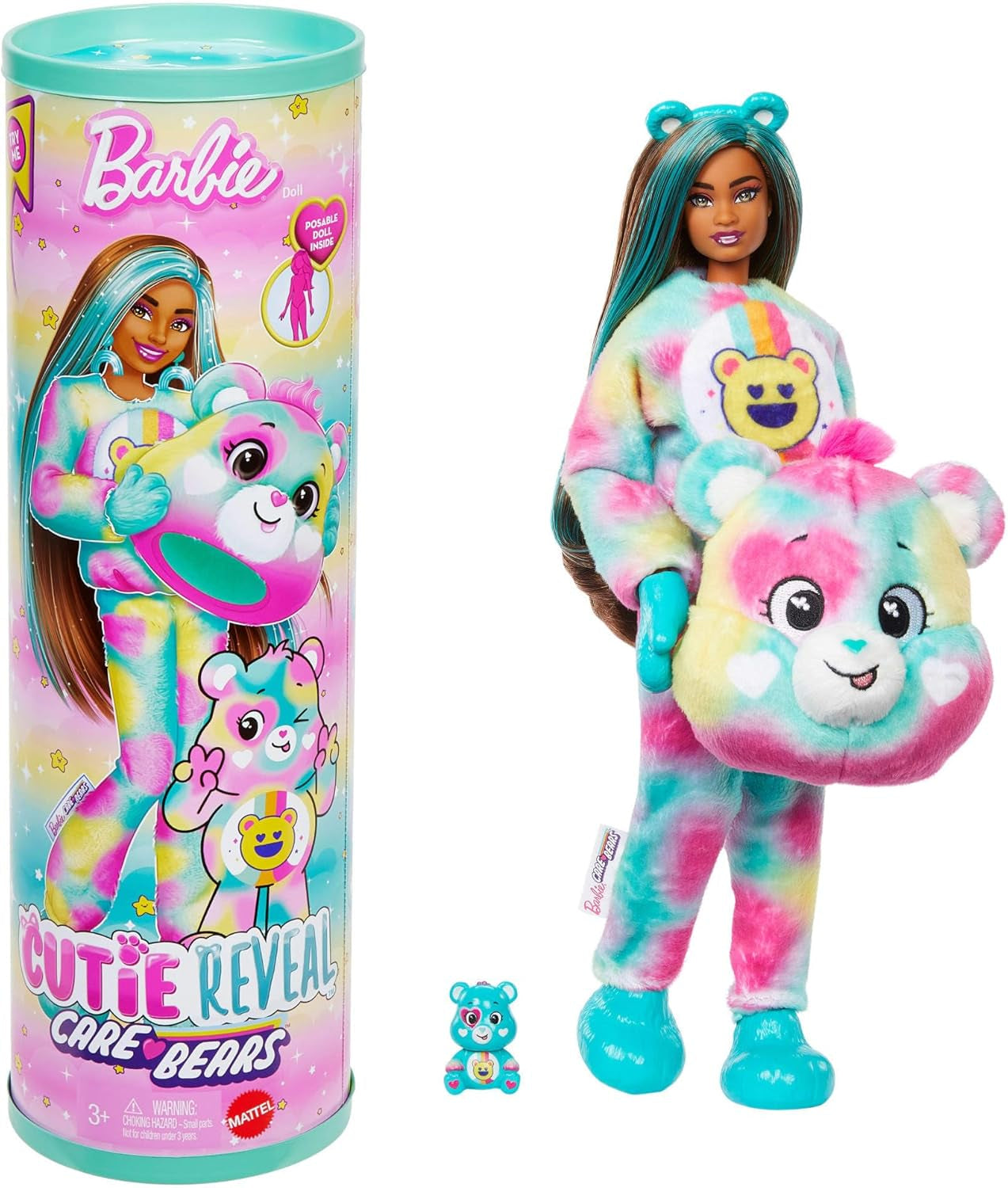Barbie Cutie Reveal Puppe mit Accessoires, Glücksbärchis-Serie 2, Togetherness-Bärchi mit 10 Überraschungen, einschließlich Farbwechsel und Mini-Bärchi, JFV60