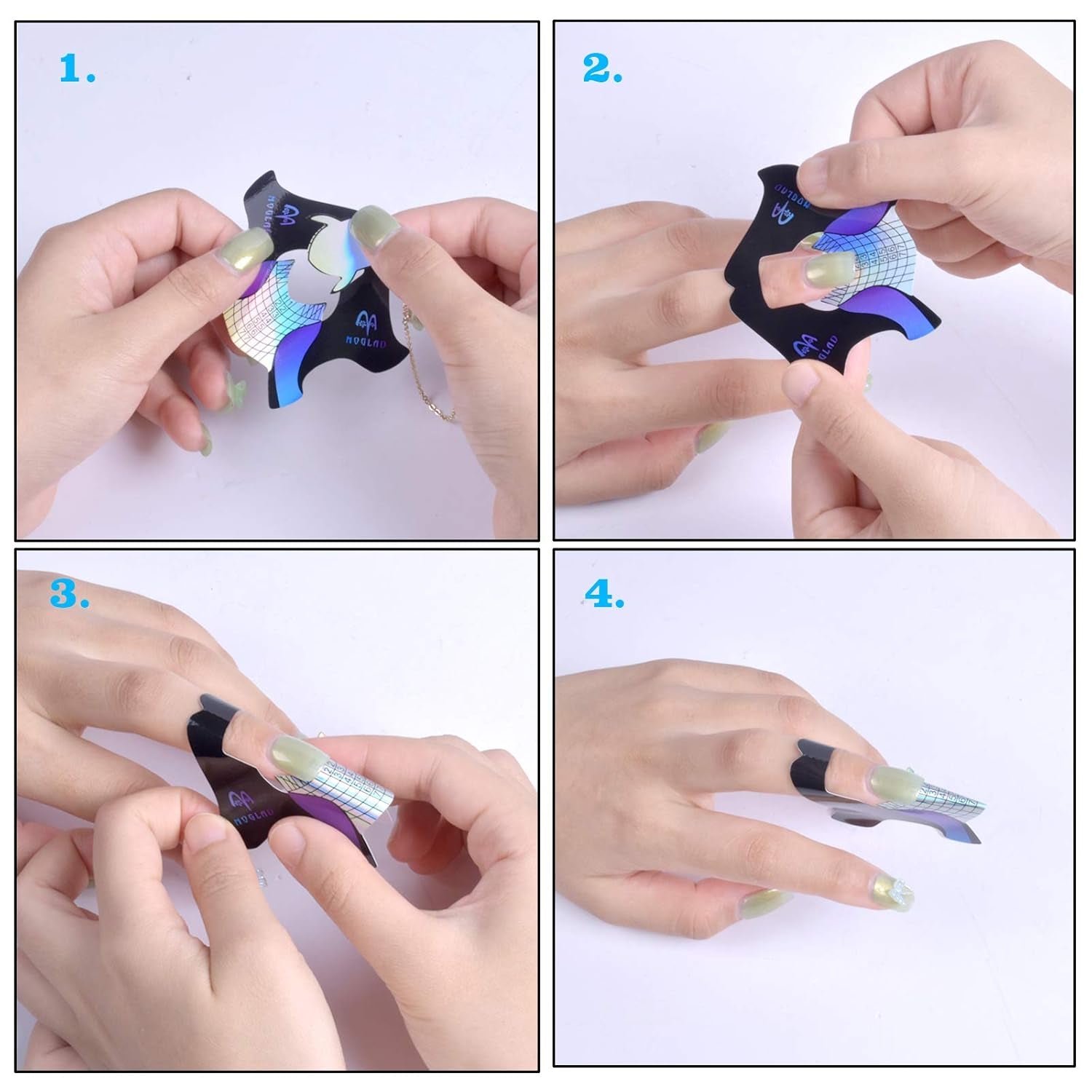 100 de bucăți de șabloane pentru unghii cu gel, accesorii pentru unghii artificiale, Sablone nail autoadezive pentru nail art, unghii cu gel, extensii de unghii artificiale