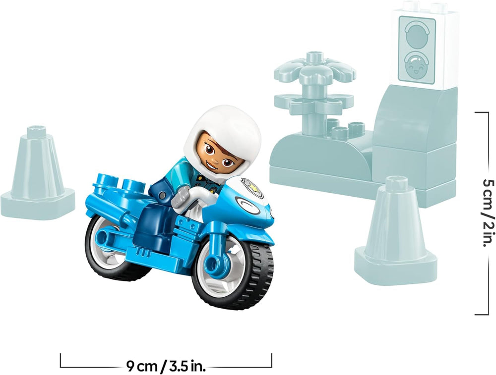LEGO DUPLO Blaues Polizeimotorrad - Lernspielzeug zur Förderung der Motorik für Kleinkinder - inkl. Motorrad, Polizisten Figur und Verkehrsampel - Geschenk für Jungen und Mädchen ab 2 Jahren - 10471